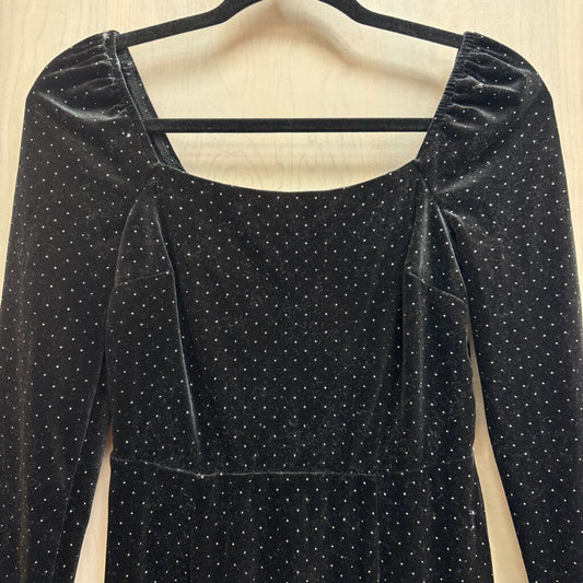 Mi Ami Black Velvet Polka Dotted Long Sleeve Short Formal Dress Small