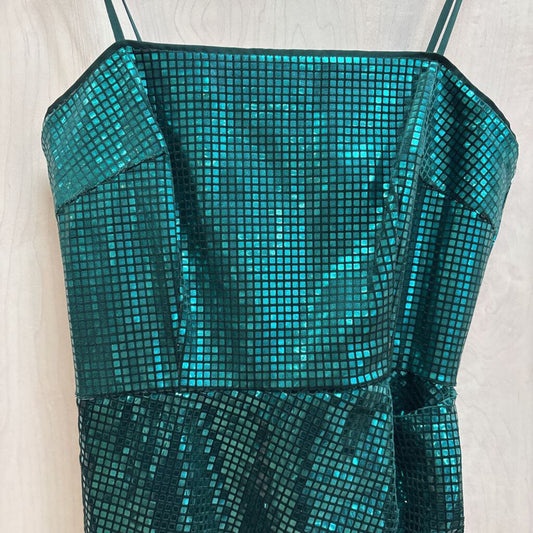 Jules and Cleo Green Shiny Short Formal Dress 4