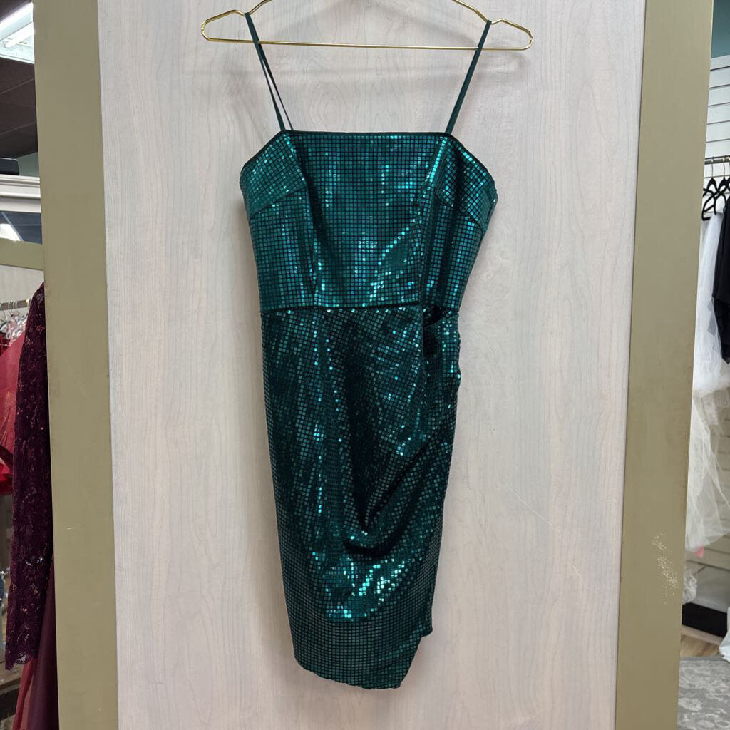 Jules and Cleo Green Shiny Short Formal Dress 4