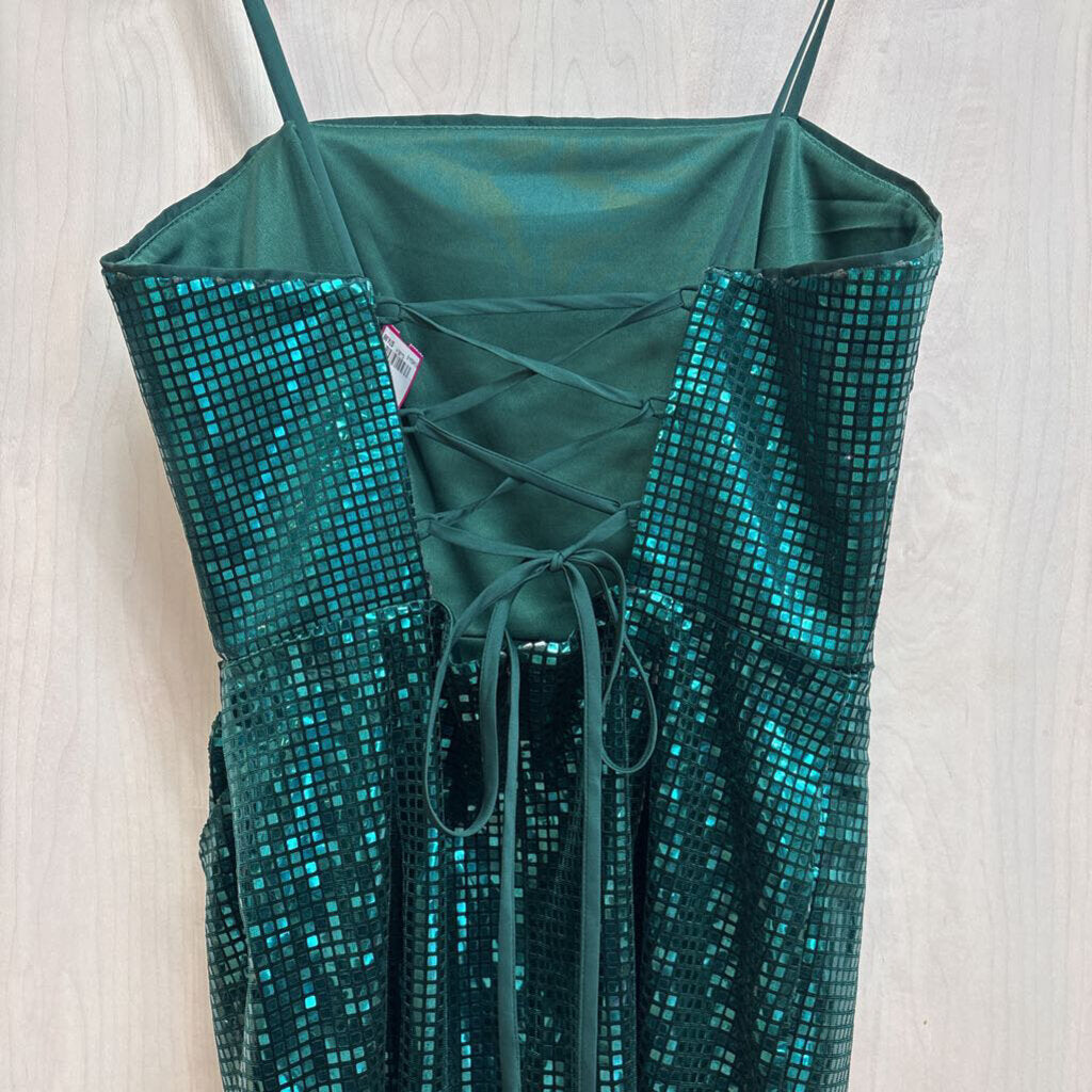 Jules and Cleo Green Shiny Short Formal Dress 4