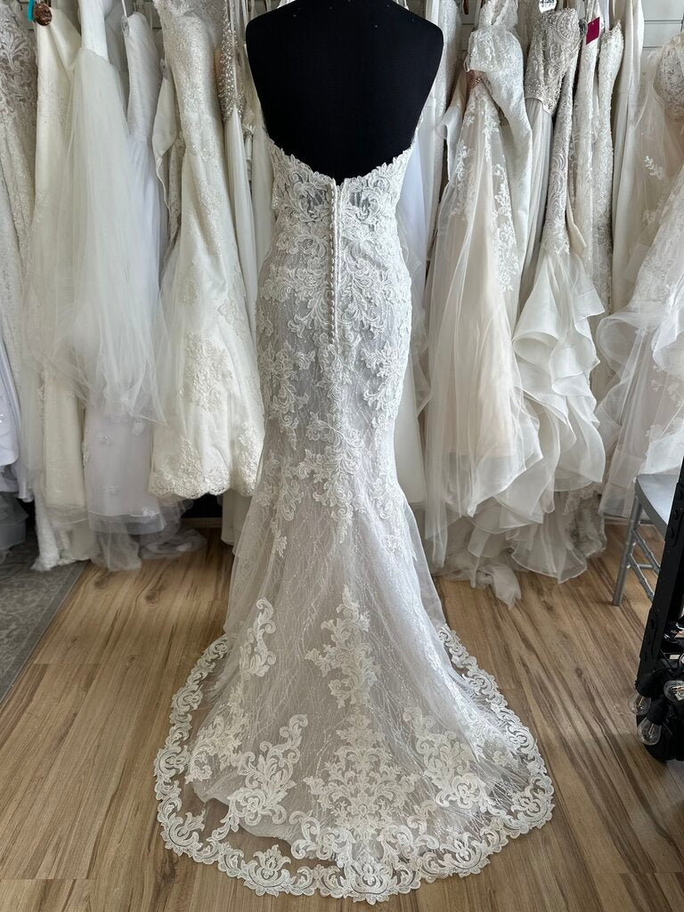 Maggie Sottero Ivory Lace Fitted Gown with Shimmer Layer 10