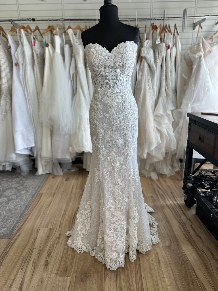 Maggie Sottero Ivory Lace Fitted Gown with Shimmer Layer 10