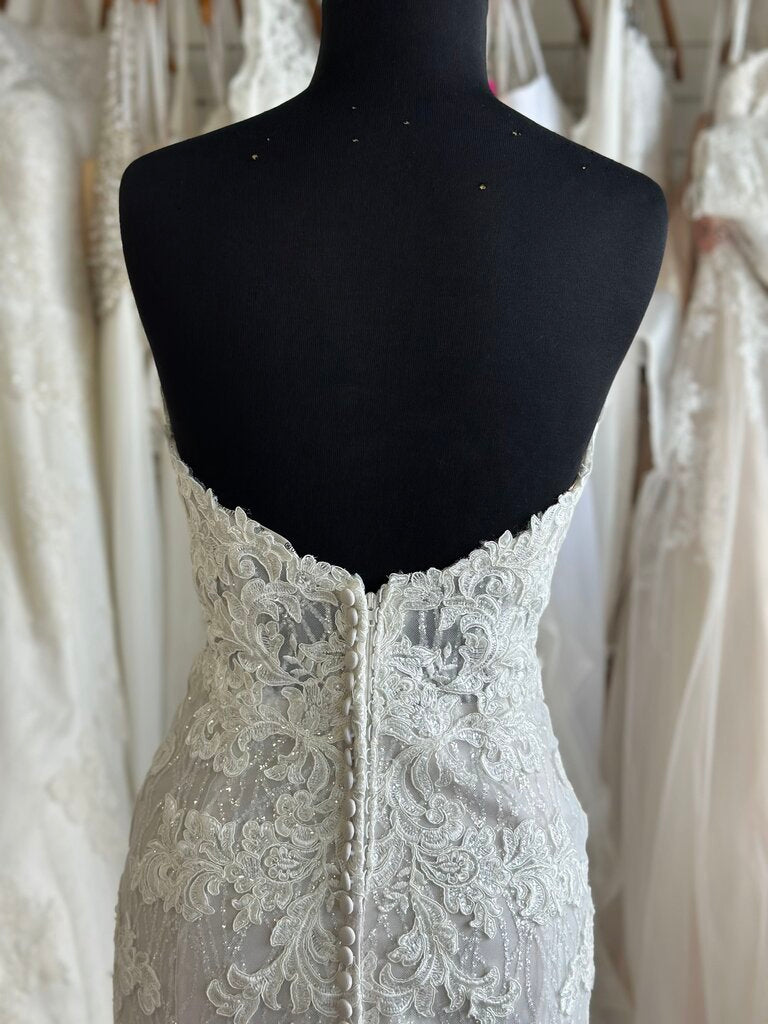 Maggie Sottero Ivory Lace Fitted Gown with Shimmer Layer 10