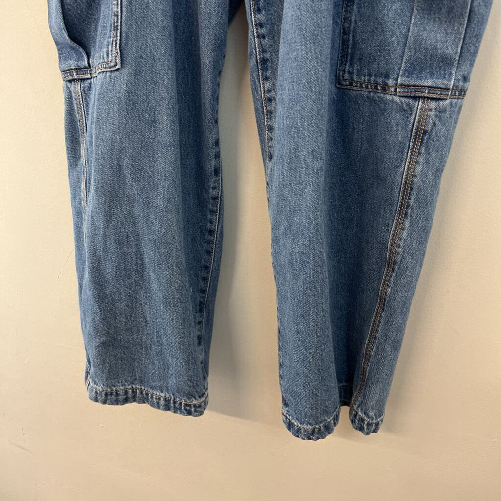 H&M Medium Wash Baggy Fit Cargo Jeans 28