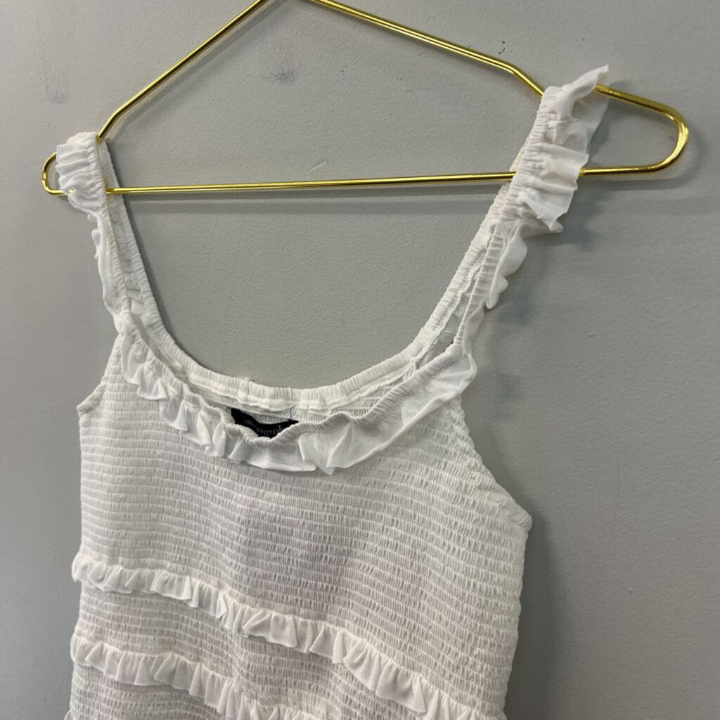 Urban Outfitters White Smocked Cropped Tank Top Medium