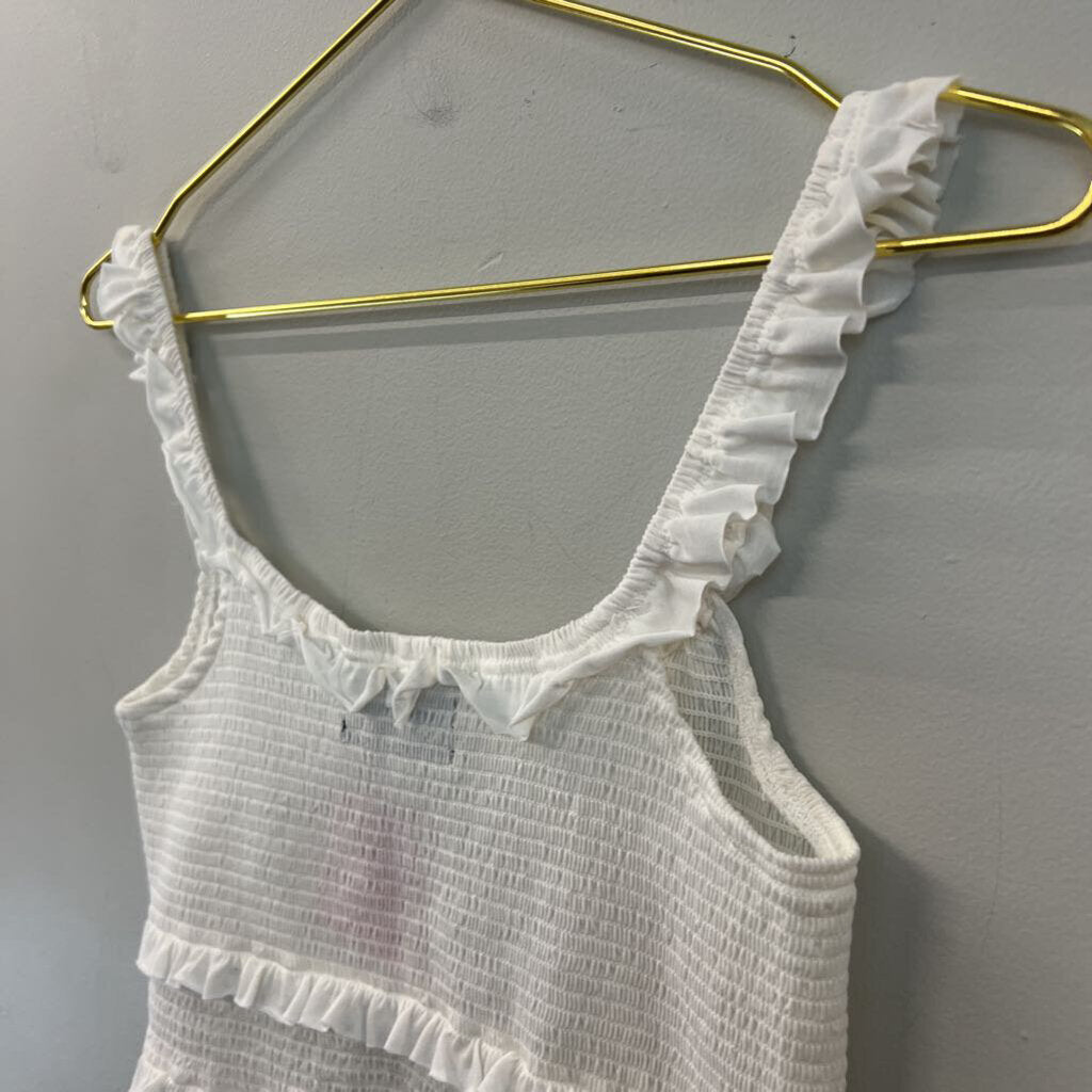 Urban Outfitters White Smocked Cropped Tank Top Medium
