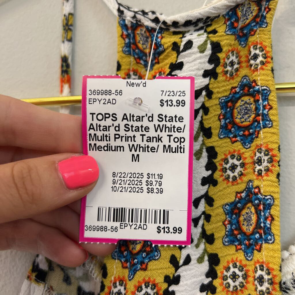 Altar'd State White/ Multi Print Tank Top Medium