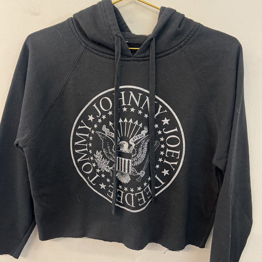Ramones Black/ Grey Long Sleeve Cropped Hooded Pullover Medium