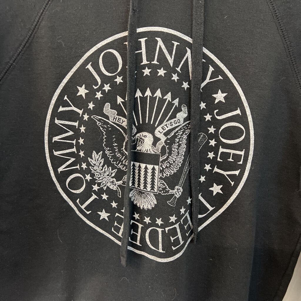 Ramones Black/ Grey Long Sleeve Cropped Hooded Pullover Medium