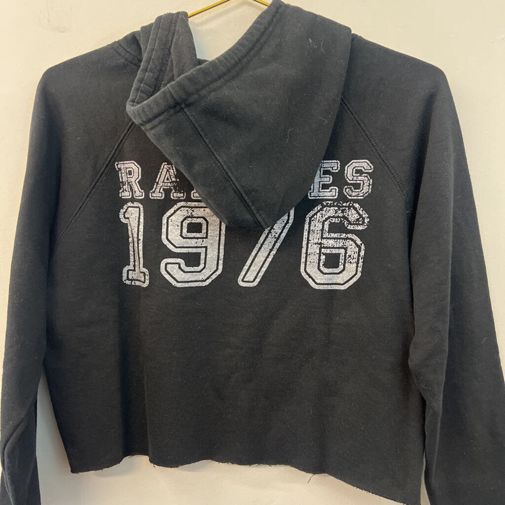 Ramones Black/ Grey Long Sleeve Cropped Hooded Pullover Medium