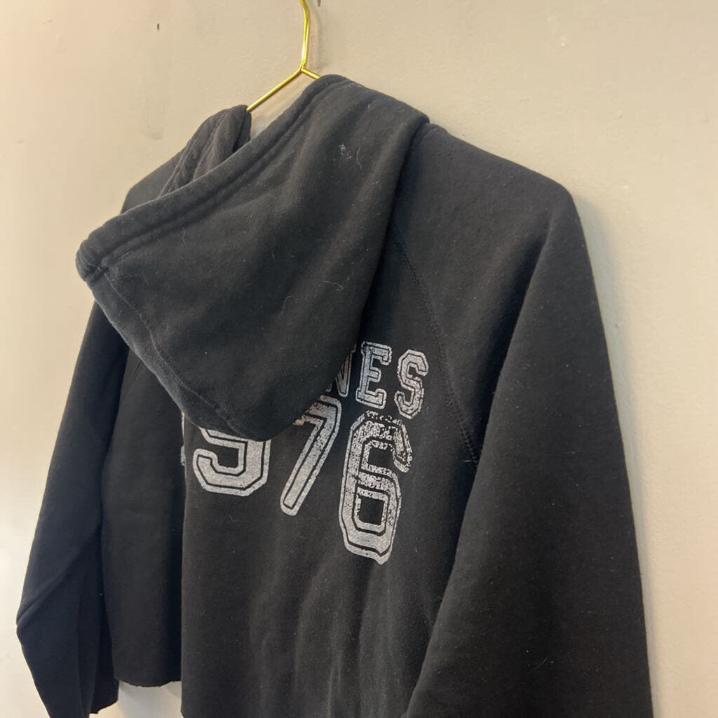 Ramones Black/ Grey Long Sleeve Cropped Hooded Pullover Medium