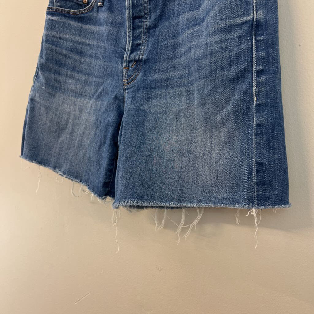 Mother Dark Wash The Vagabond Cuff Shorts 25