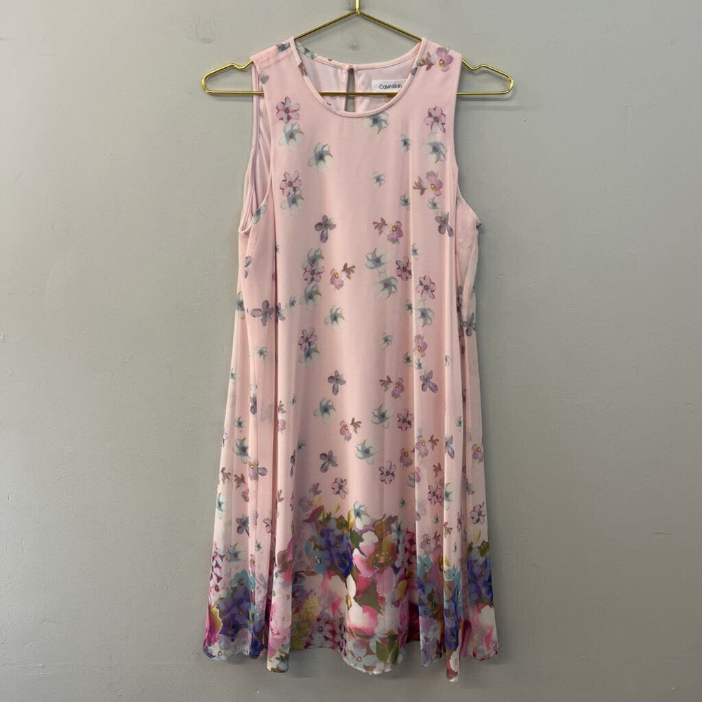 Calvin Klein Pink/ Multi Flower Print Tank Shift Dress 4