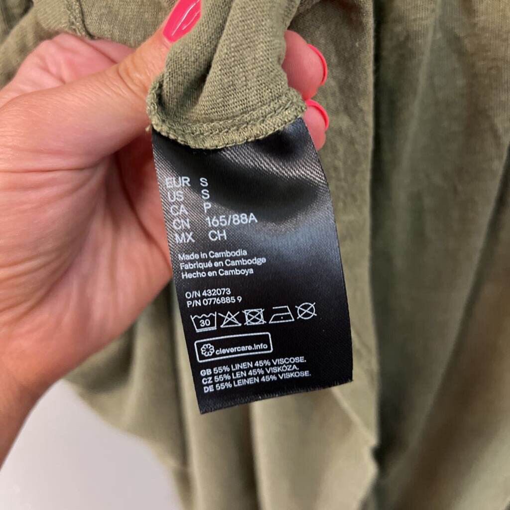H&M Green Short Ruffle Sleeve Dress Small