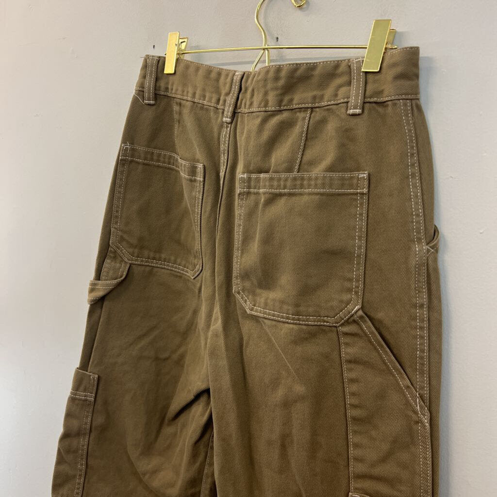 H and M Green Wide Leg Cargo Jeans 6
