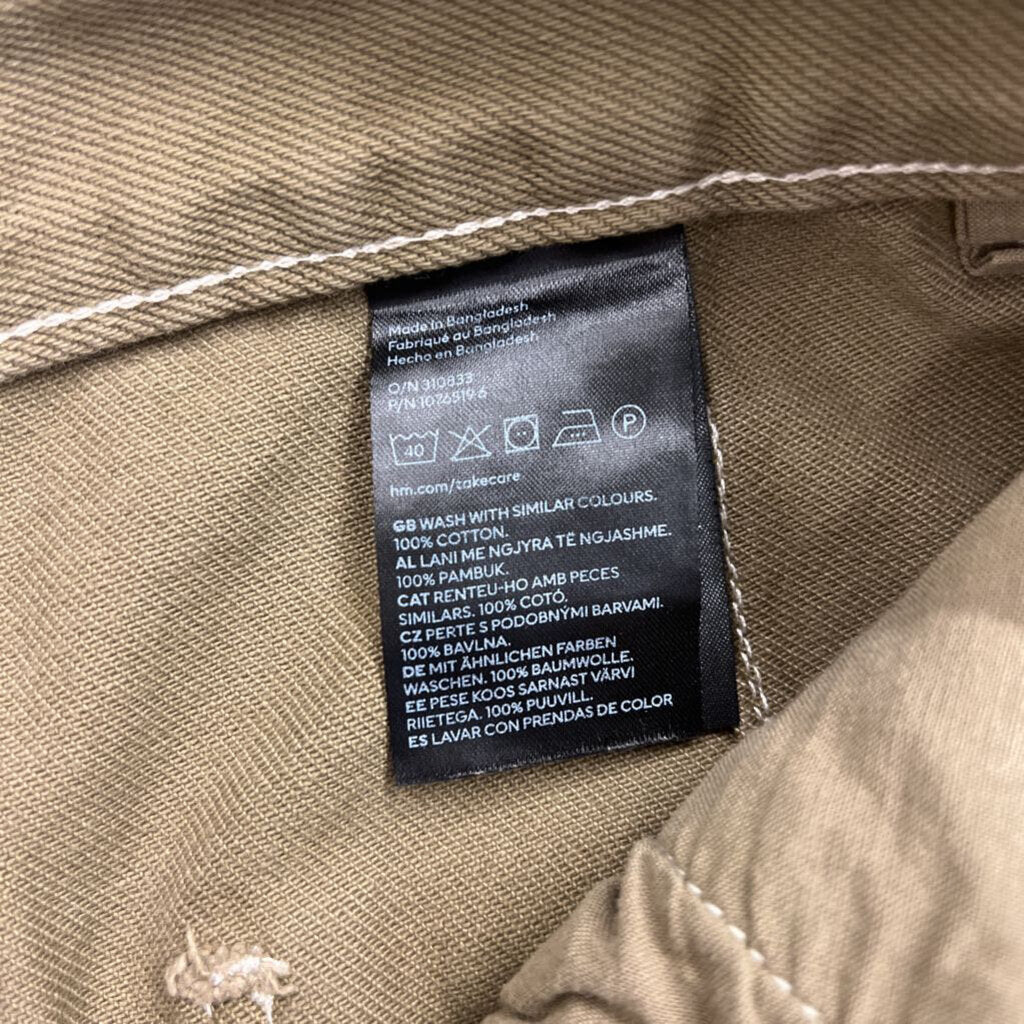H and M Green Wide Leg Cargo Jeans 6