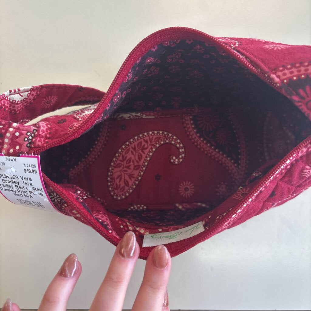 Vera Bradley Red Quilted Paisley Print Purse