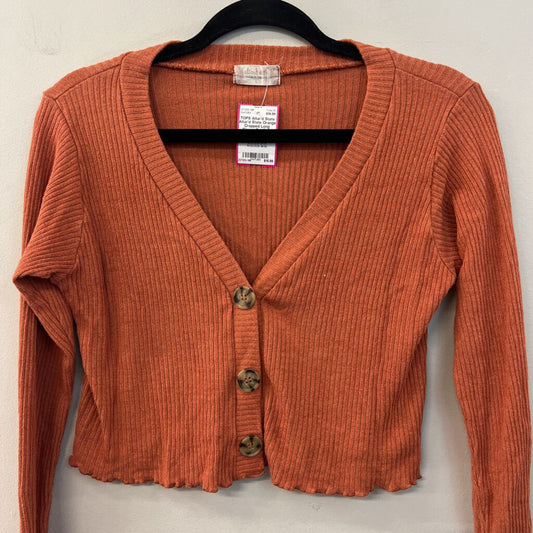 Altar'd State Orange Cropped Long Sleeve Cardigan Large