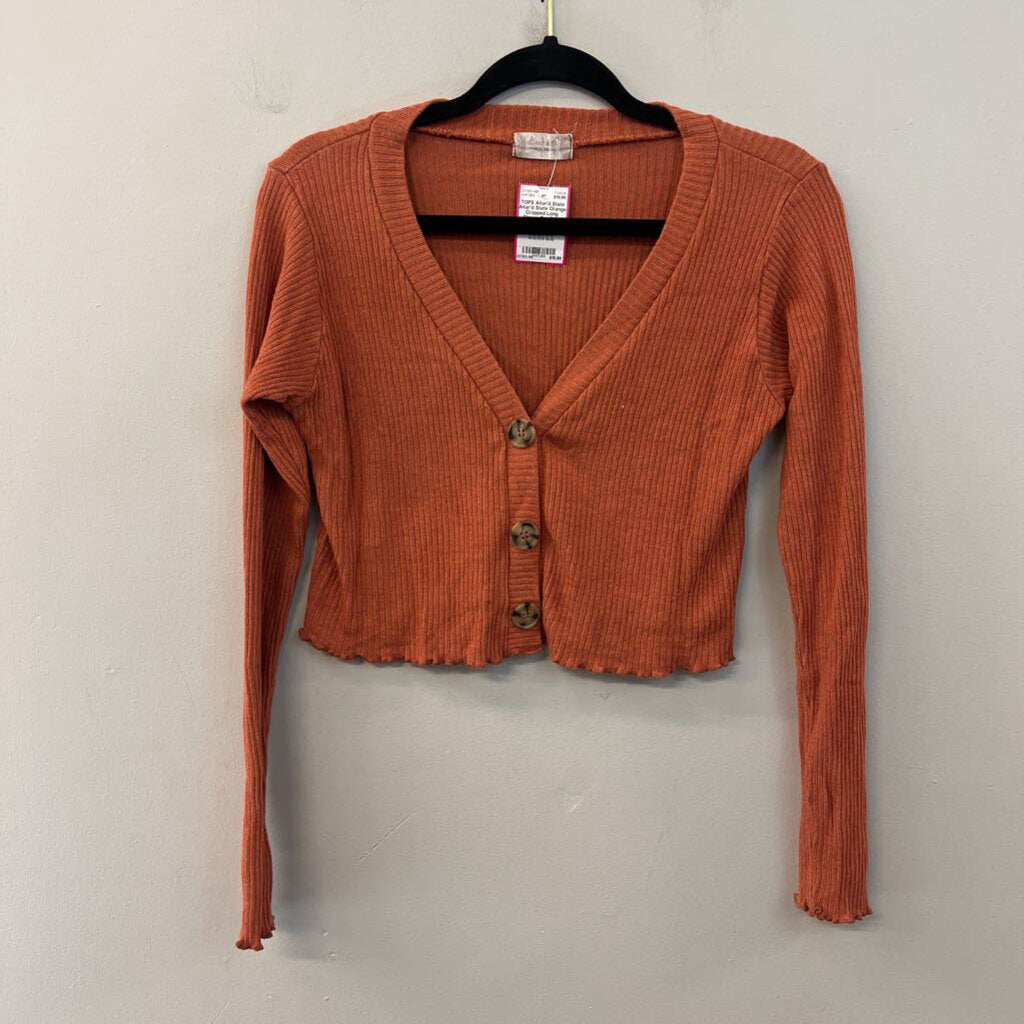 Altar'd State Orange Cropped Long Sleeve Cardigan Large