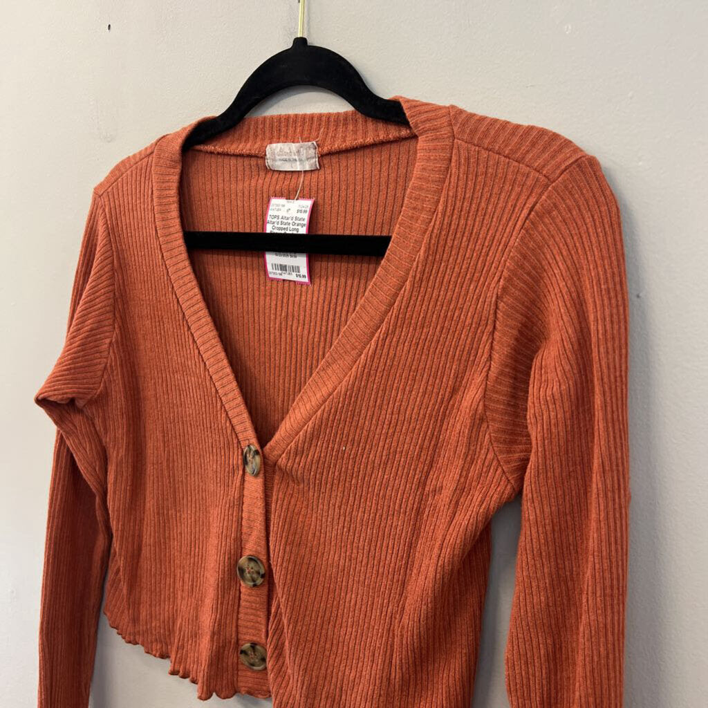 Altar'd State Orange Cropped Long Sleeve Cardigan Large