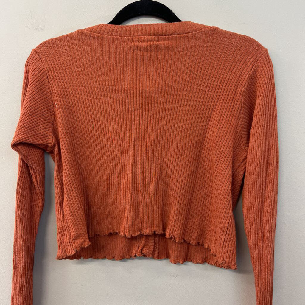 Altar'd State Orange Cropped Long Sleeve Cardigan Large