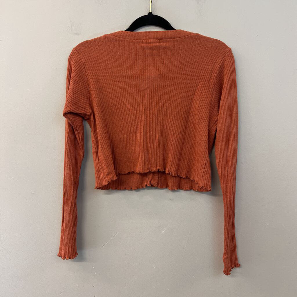 Altar'd State Orange Cropped Long Sleeve Cardigan Large