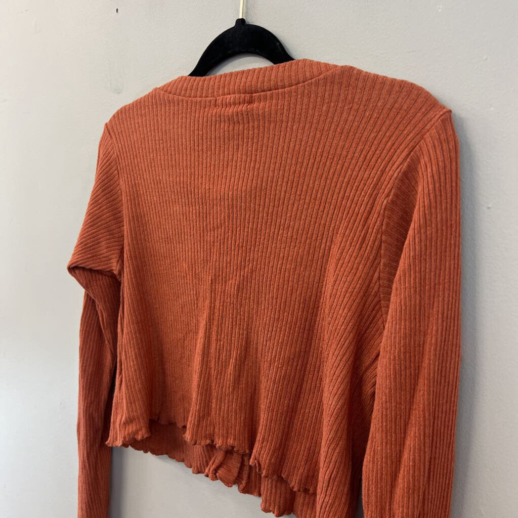 Altar'd State Orange Cropped Long Sleeve Cardigan Large
