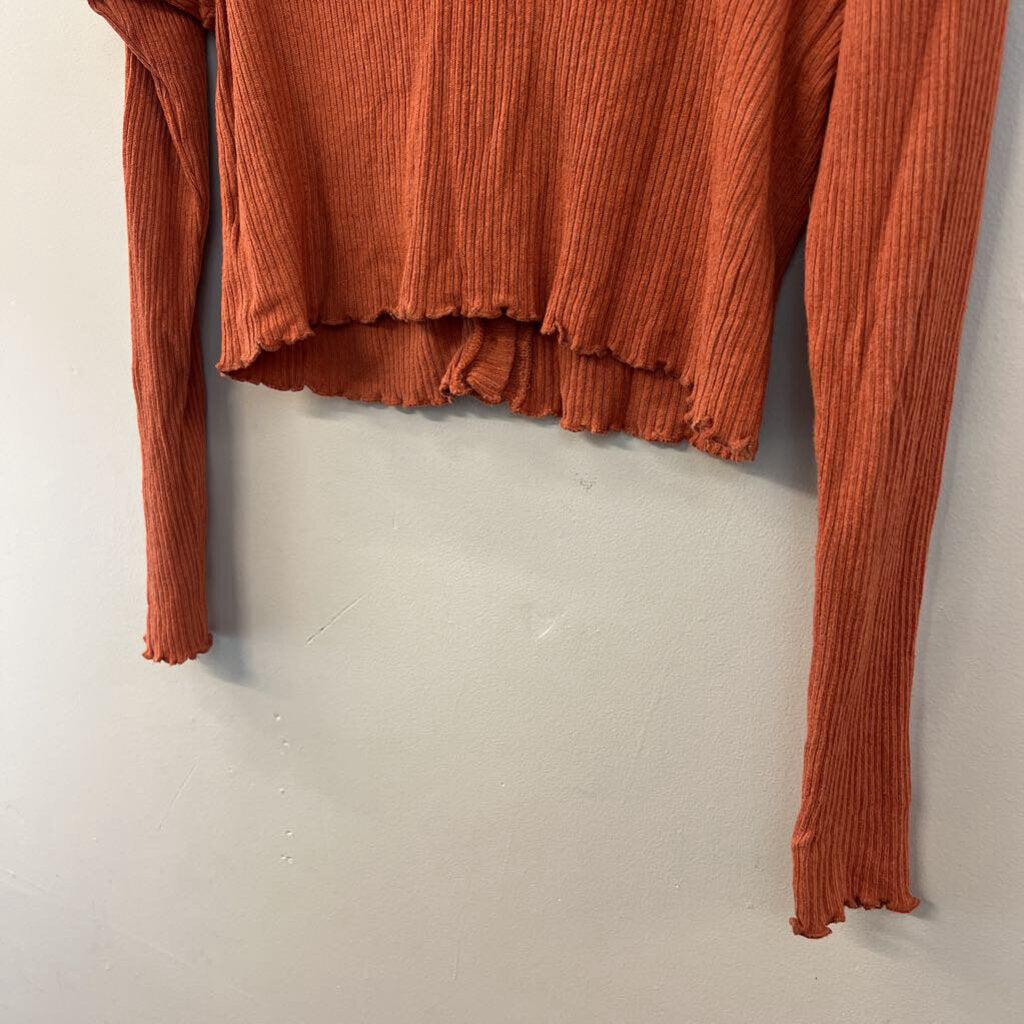 Altar'd State Orange Cropped Long Sleeve Cardigan Large