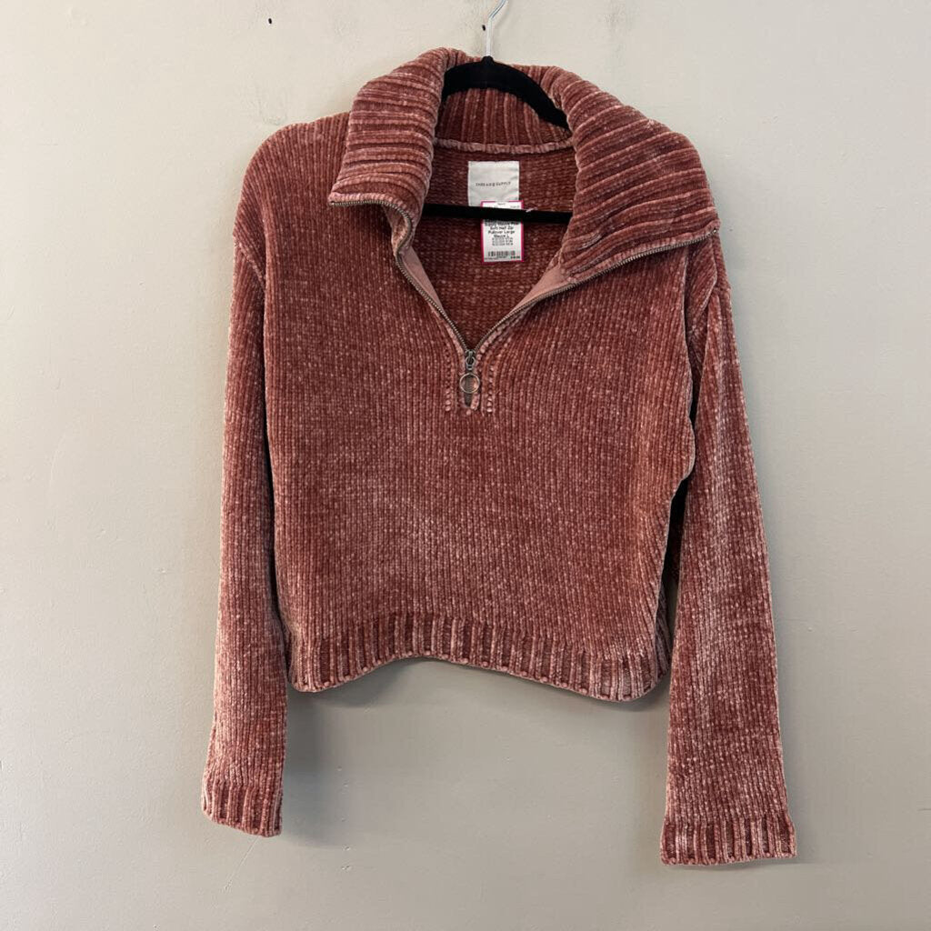 Thread and Supply Mauve Pink Soft Half Zip Pullover Large