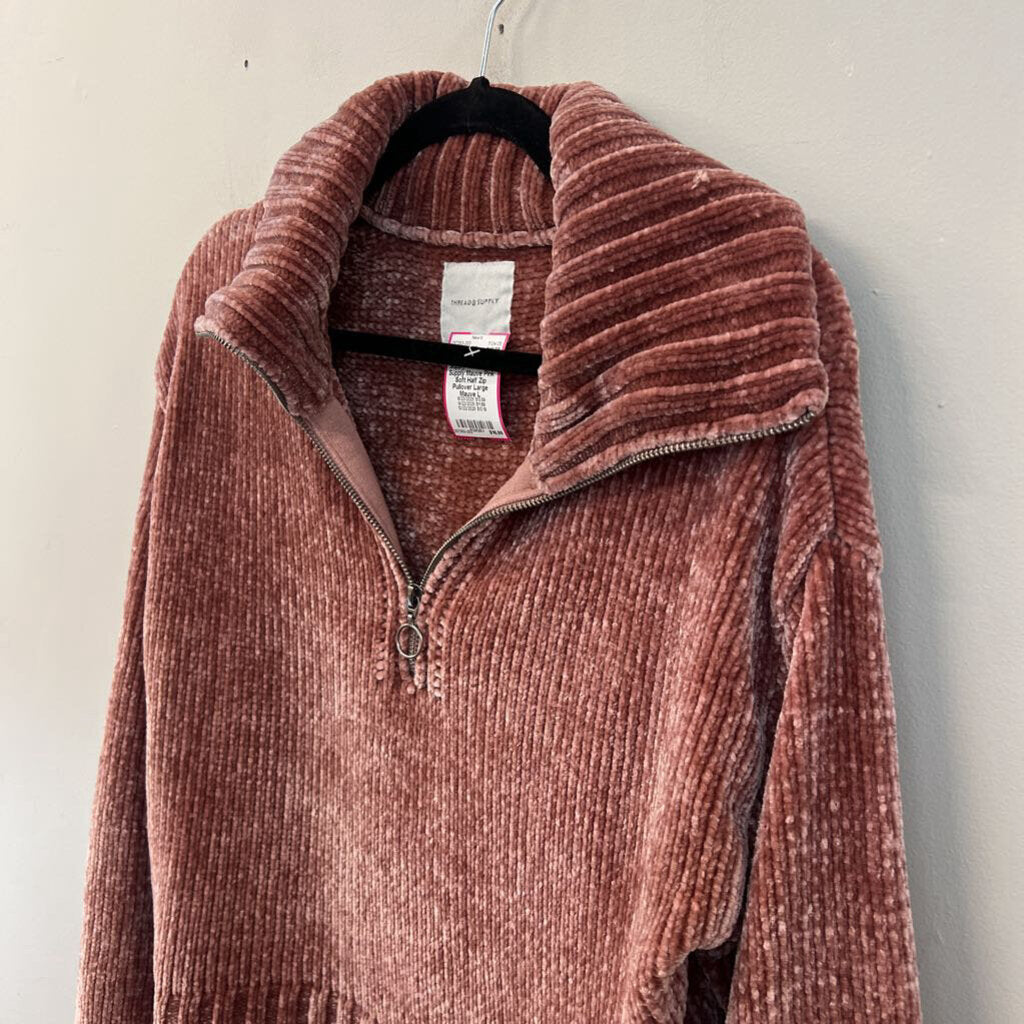Thread and Supply Mauve Pink Soft Half Zip Pullover Large