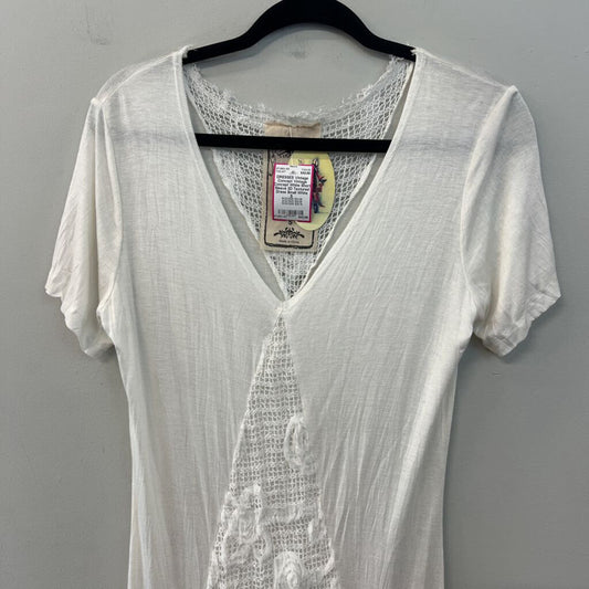 Vintage Concept White Short Sleeve 3D Textured Dress Small