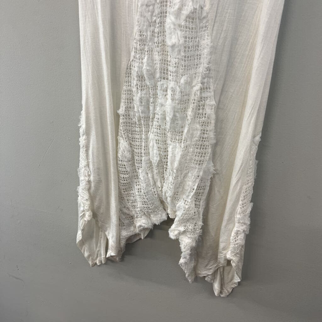 Vintage Concept White Short Sleeve 3D Textured Dress Small