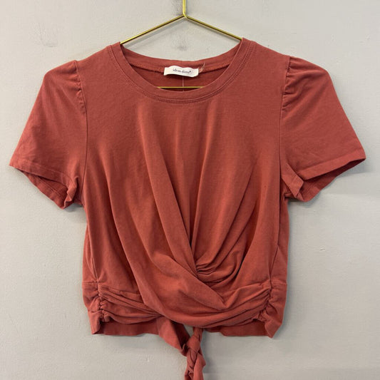 Idem Ditto Mauve Pink Cropped Short Sleeve Tie Back Top Small