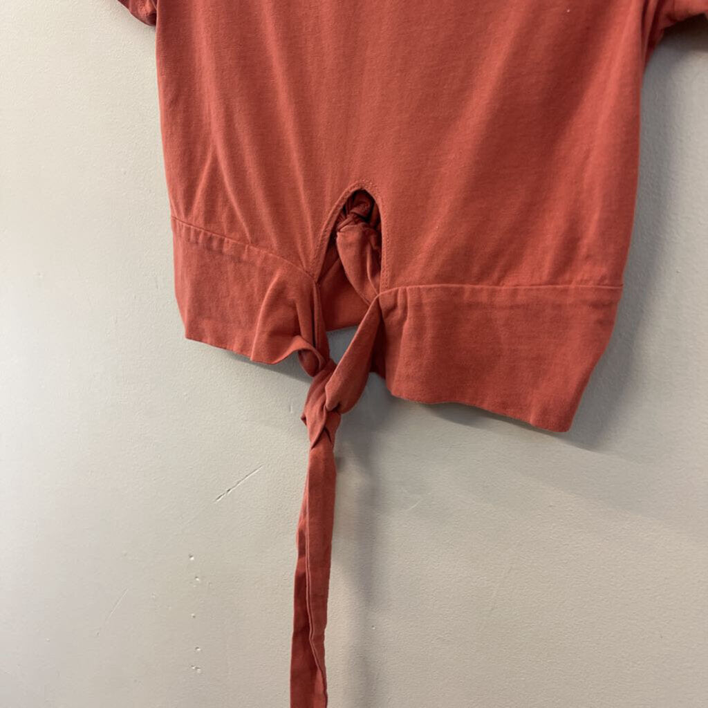 Idem Ditto Mauve Pink Cropped Short Sleeve Tie Back Top Small