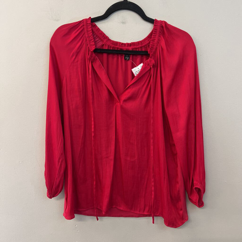 Ann Taylor Hot Pink Silky Long Sleeve Top Extra Small