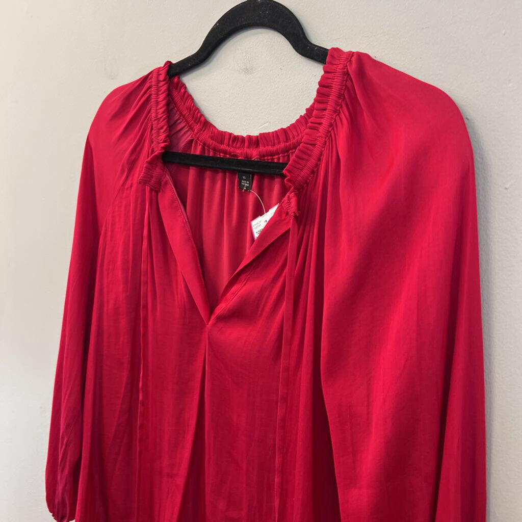 Ann Taylor Hot Pink Silky Long Sleeve Top Extra Small