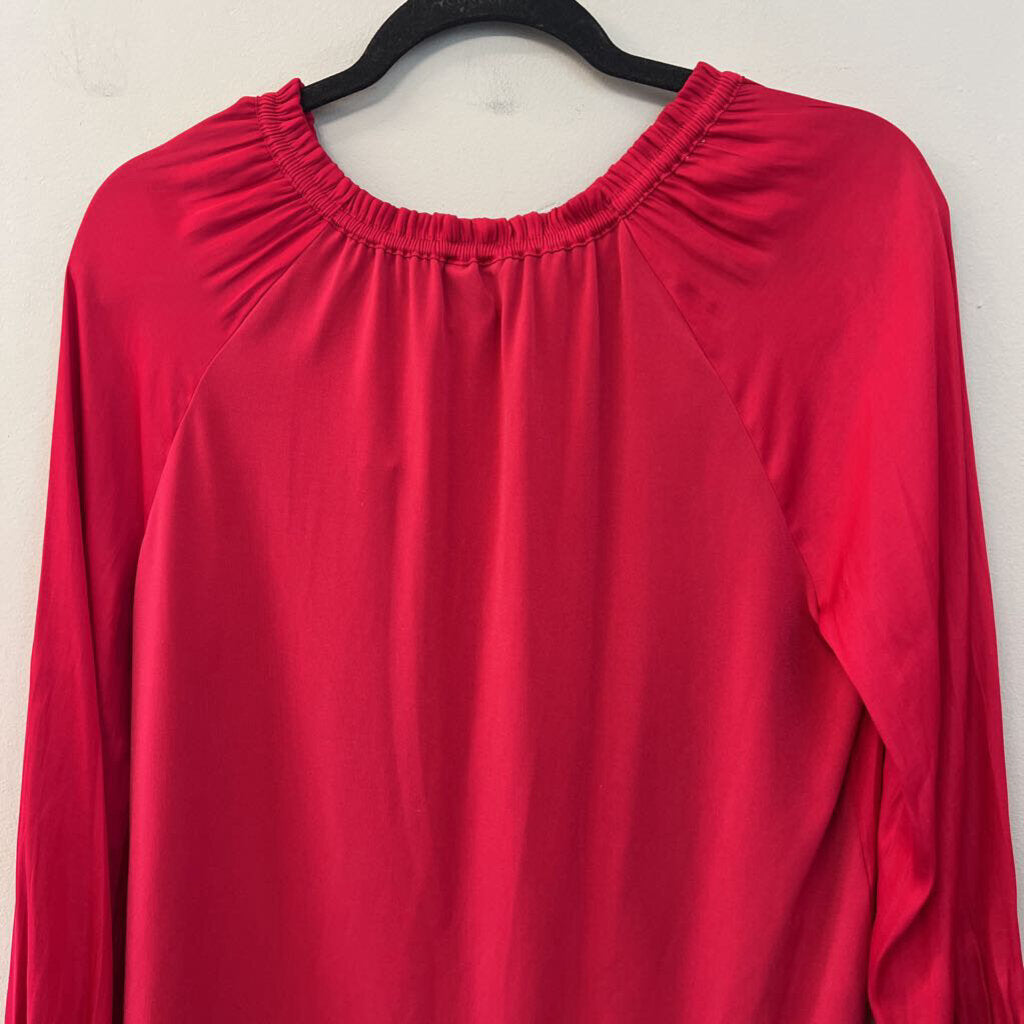 Ann Taylor Hot Pink Silky Long Sleeve Top Extra Small