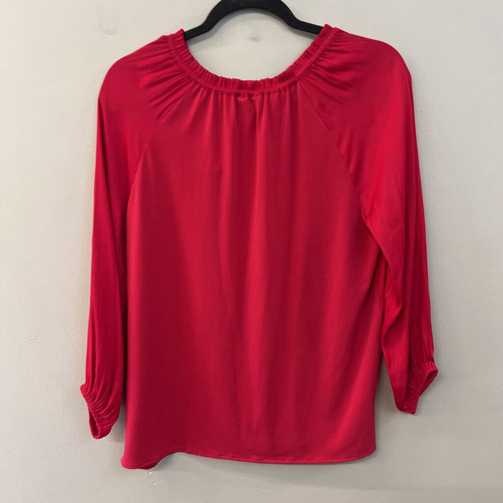 Ann Taylor Hot Pink Silky Long Sleeve Top Extra Small