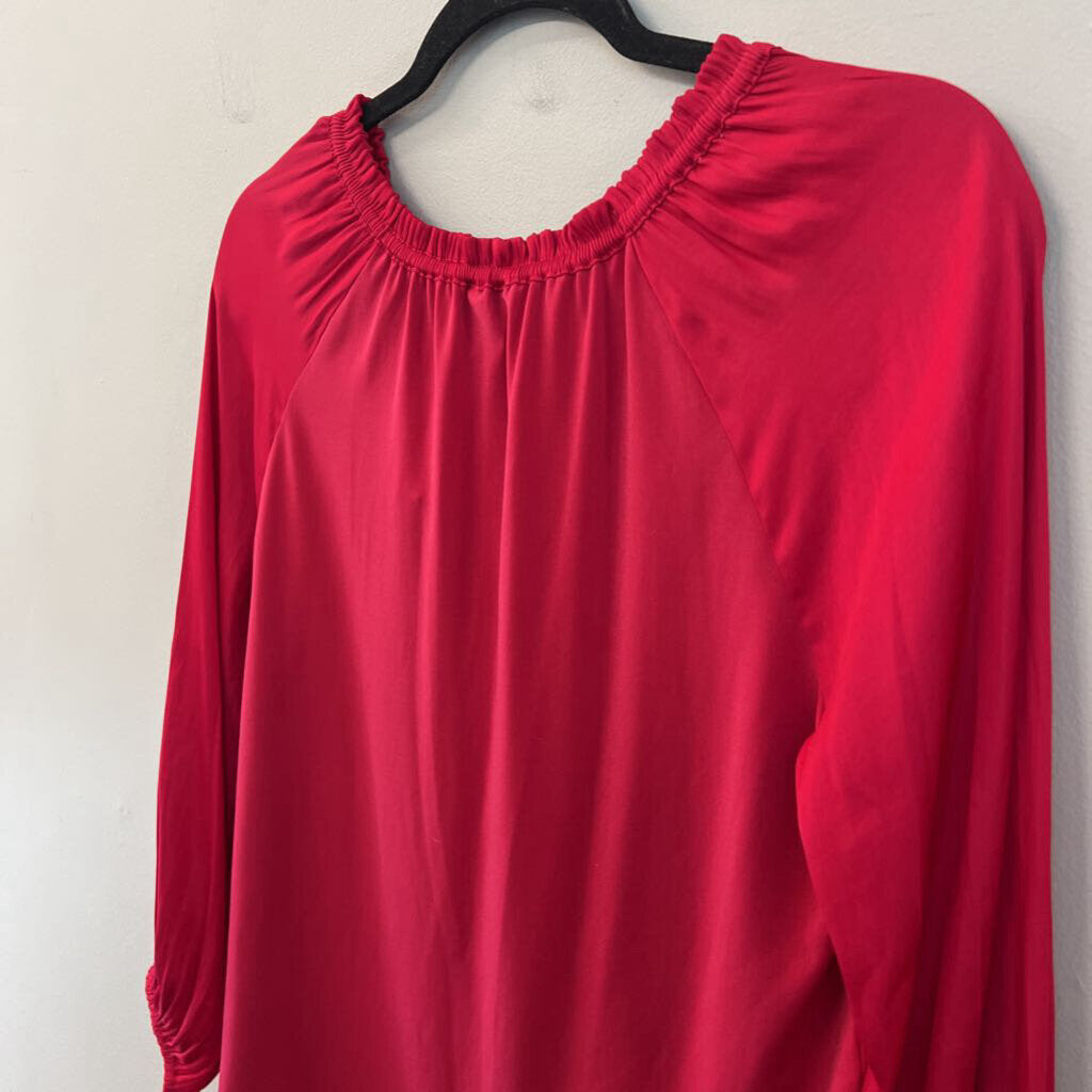 Ann Taylor Hot Pink Silky Long Sleeve Top Extra Small