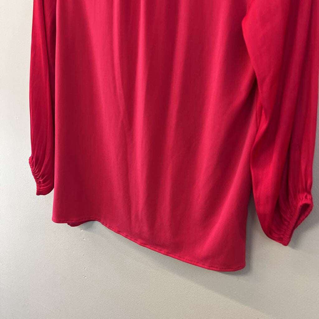 Ann Taylor Hot Pink Silky Long Sleeve Top Extra Small
