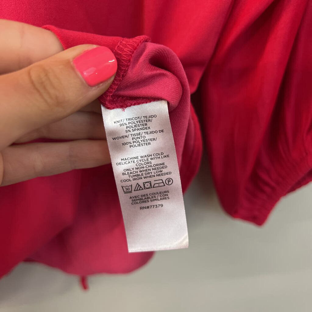 Ann Taylor Hot Pink Silky Long Sleeve Top Extra Small