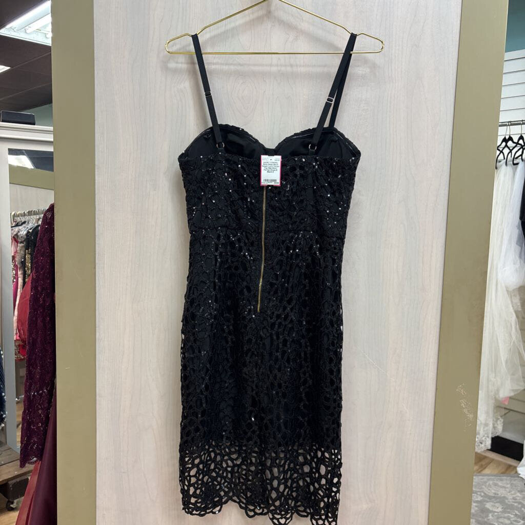 Bebe Black Sequin Lace Corset Top Midi Short Formal Dress 6