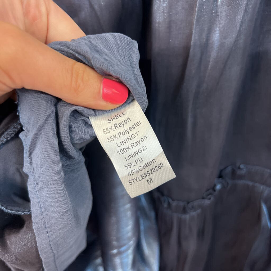 Fab'rik Shiny Blue Long Sleeve Baby Doll Dress Medium