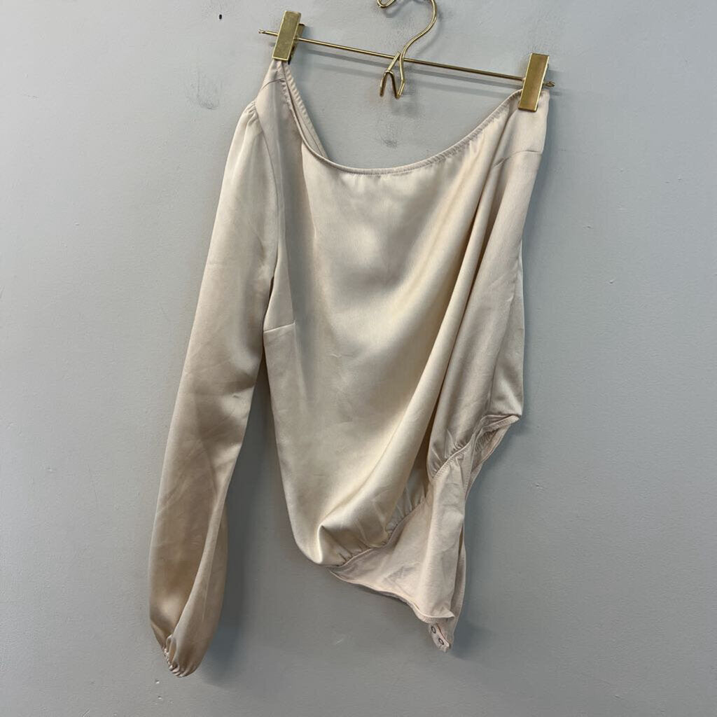 Abercrombie and Fitch Gold Silky One Shoulder Bodysuit Small