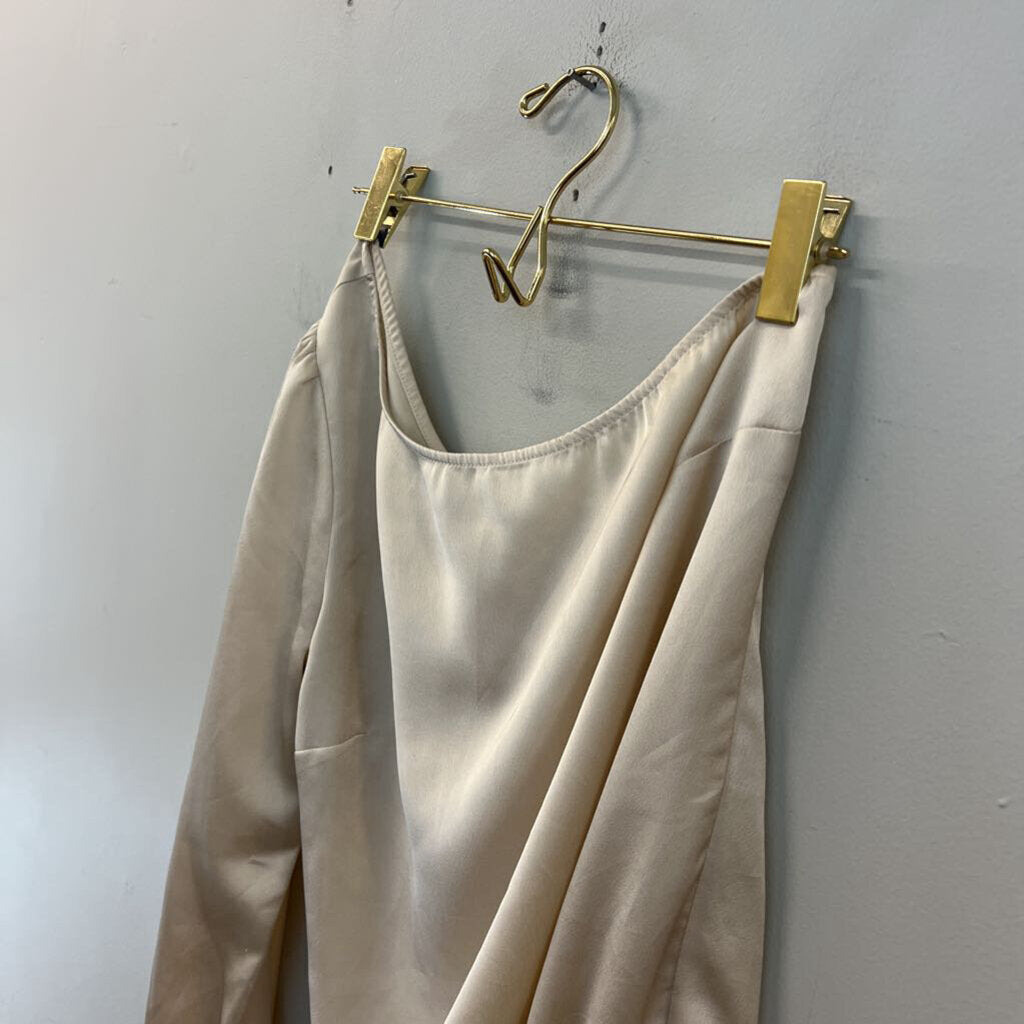 Abercrombie and Fitch Gold Silky One Shoulder Bodysuit Small