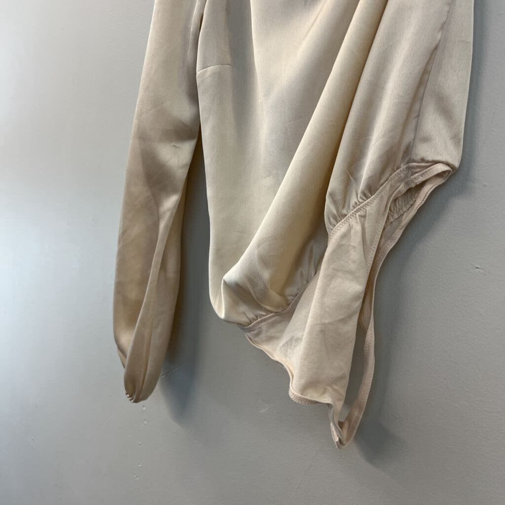 Abercrombie and Fitch Gold Silky One Shoulder Bodysuit Small
