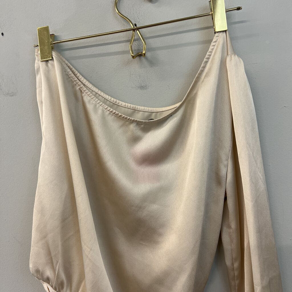 Abercrombie and Fitch Gold Silky One Shoulder Bodysuit Small