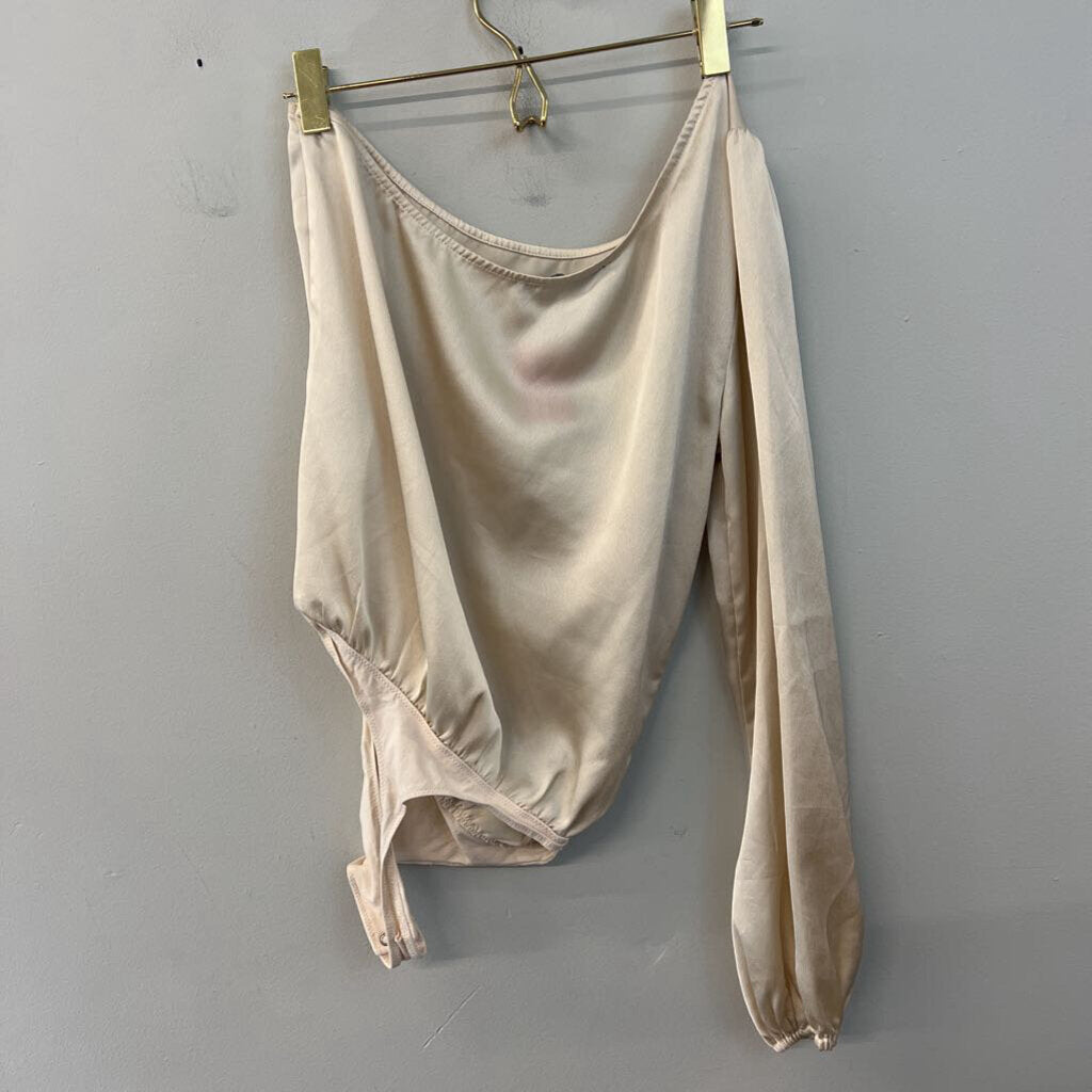 Abercrombie and Fitch Gold Silky One Shoulder Bodysuit Small
