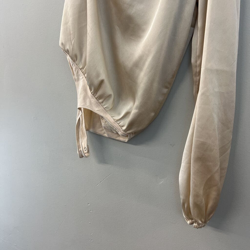 Abercrombie and Fitch Gold Silky One Shoulder Bodysuit Small