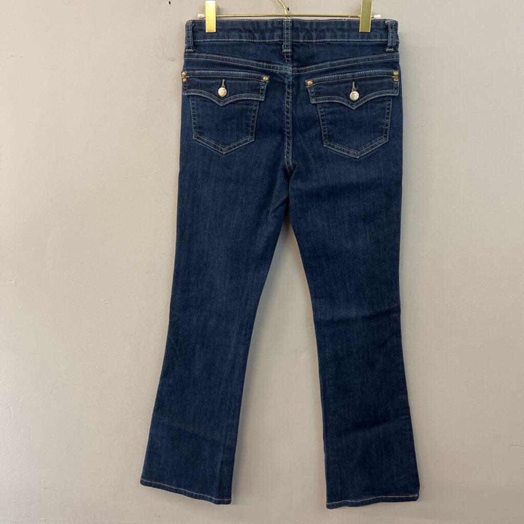 Cache Dark Wash Stud Embellished Boot Cut Jeans 2